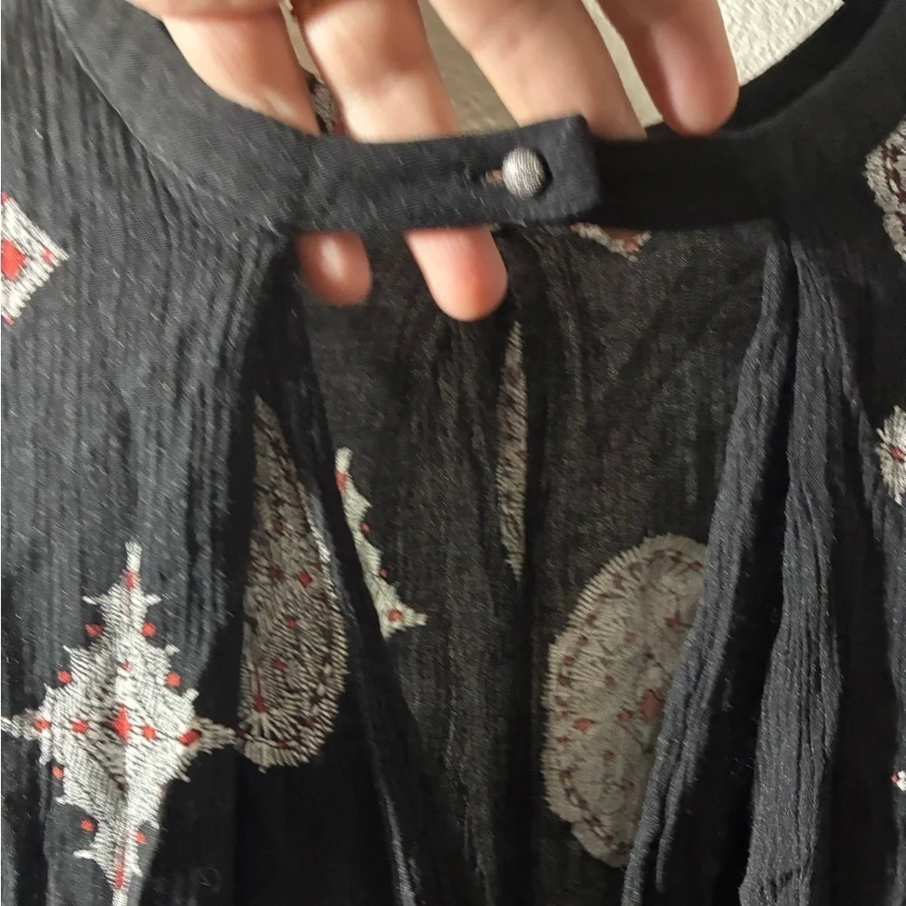 Free People Black Sleeveless Tree Swing Tunic Dress